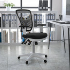 Thumbnail image #2 for Flash Furniture Nicholas HL-0001-WH-BK-GG Adjustable-Height Swivel Task Chair with Mesh Back, Upholstered Seat, Padded Arms & Casters
