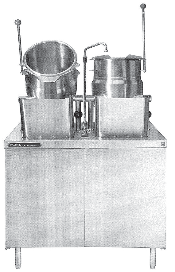 Product image #4 for Southbend Steam Direct Steam Kettle/Cabinet Assembly with (2) 6-Gallon Tilting Kettles and Sink