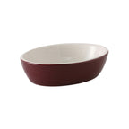 Thumbnail image #1 for Tuxton China DuraTux®© B7K-160 Oval Ceramic Baking Dish, 16 oz., Burgundy/Eggshell, 6-3/4" x 5" x 1-3/4" H 1 Dozen