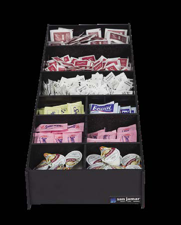 Product image #5 for San Jamar 2-Section Black Polystyrene Countertop Condiment & Straw Organizer