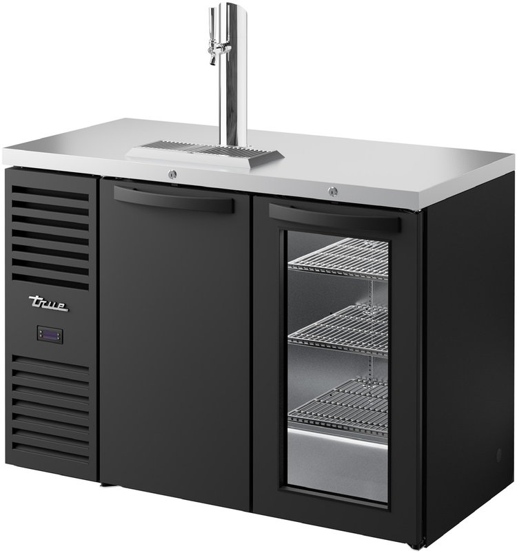 Product image #5 for True 48-Inch Two-Section Refrigerated Draft Bar Cooler with One Solid Door, One Glass Door, and Beer Column