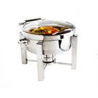 Thumbnail image #1 for Steelite International DW Haber, Tower DW04KH7SS 4 qt Round 18/10 Stainless Steel Chafer with Hinged Cover, Induction Ready, Canned Heat