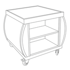 Thumbnail image #1 for Eastern Tabletop CH982 Curved Room Service Cart with Built-In Shelves, Stainless Steel Handle, and Casters, 31-1/2"L x 31-1/2"W x 33-1/2"H
