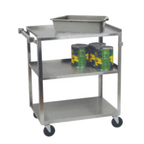 Thumbnail image #1 for 1880 Hospitality Focus Foodservice 90422 Stainless Steel Utility Cart, 3 Solid Shelves, 500 lb Capacity, Push Handle