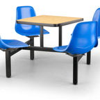 Thumbnail image #1 for JustChair Manufacturing CLUS-SQ36-4S-BB Square Cluster Table Unit, 36 x 36 in, 4 Bucket Swivel Seats, Black Welded Steel Frame