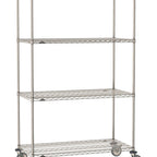 Thumbnail image #1 for Metro Super Erecta SE-1860S-80-M4 Mobile Wire Shelving Unit, 60"W x 18"D x 80"H, 900 lb. capacity per unit, 1" shelf adjustment, (4) wire shelves
