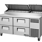 Thumbnail image #1 for True General Foodservice TPP-AT-67D-4-HC~HGTP Refrigerated Pizza Prep Table, 4 Drawers, Stainless Steel, Composite Cutting Board