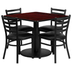 Thumbnail image #1 for Flash Furniture RSRB1014-GG Square Table and 4-Chair Set, 36" x 36" x 30", Mahogany Table, Burgundy Vinyl Chairs