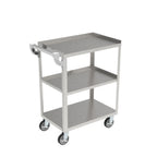 Thumbnail image #1 for GSW USA C-3111K Small Metal Bus Cart with 3 Solid Shelves and Angled Legs