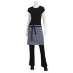 Thumbnail image #1 for Chef Works Portland AHWPT002-IBL-0 Bistro Apron, 19"L x 31"W, Half Length, Indigo Blue, 83/17 Cotton/Poly, 2 Pockets