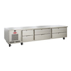 Thumbnail image #1 for Utility Refrigerator LHR-102-6D-EM Low-Height Refrigerated Base, 120" W, 6-Drawer, Three-Section, Self-Contained, Stainless Steel