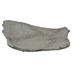Thumbnail image #1 for Korin Inc Mikage PLL-257 Abstract Asymmetrical China Plate, 9 x 7 x 2 in, Charcoal with White Speckle Pattern