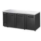 Thumbnail image #1 for Blue Air FSE LLC BBB90-4S-HC Three-Section Back Bar Cooler, 90-3/8"W, 3 Locking Solid Doors, Stainless Steel Top