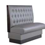 Thumbnail image #1 for ATSMFG ATS AT&S-QAS-W42-BT-GRY MFG Single Gray Button-Tufted Upholstered Restaurant Booth, 45-1/2"L x 42"H, Dark Walnut Wood Top and End Caps