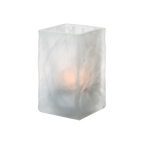 Thumbnail image #1 for Hollowick/Steelite Glacier 5188SC Square Glass Liquid Wax Votive Lamp, Satin Crystal Wysp, 2-3/4"W x 4-5/8"H