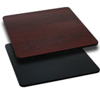 Thumbnail image #1 for Flash Furniture XU-MBT-4242-GG Square Reversible Laminate Table Top, 42" x 42", 1-1/8" Thick, Black/Mahogany, Black T-Mold Edge