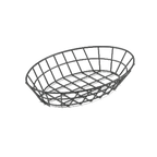 Thumbnail image #1 for G.E.T. Clipper Mill 4-30188 Oval Iron Grid Serving Basket, Powder-Coated Black, 12 x 8-1/4 x 2 in Case of 12
