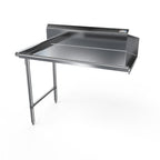 Thumbnail image #1 for NBR Equipment CDT-60L-16 Dish Table, 60"W, Right-to-Left, 16-Gauge 300-Series Stainless Steel, 10" Splash