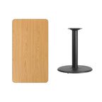 Thumbnail image #2 for Flash Furniture XU-NATTB-2442-TR24-GG Rectangular Laminate Pedestal Table, 42"W x 24"D x 31-1/8"H, Natural, Black Base