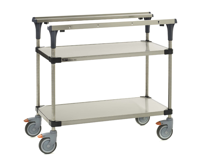Product image #5 for Metro PrepMate MultiStation Two-Shelf 18 x 36 Stainless Steel Prep Cart with Adjustable Height and Locking Casters