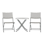 Thumbnail image #1 for Flash Furniture Rouen FV-FWA085-GRYWHT-GRY-GG Round 3-Piece Foldable Table and Chair Set, Brown Woven PE Rattan, Black Steel Frames