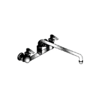 Thumbnail image #1 for SPG International Universal Stainless USF-12-S Standard-Duty Backsplash-Mount Faucet, 12" Swing Spout, 8" Centers, Lever Handles