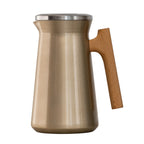 Thumbnail image #1 for Steelite International Complements 7401MM123 Vacuum-Insulated Stainless-Liner Beverage Server with Wood Handle, 1.0 L, Dark Champagne