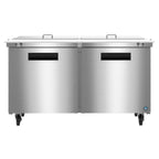 Thumbnail image #1 for Hoshizaki Steelheart SR60B-24MFC 60-Inch Two-Door Mega Top Prep Refrigerator, 24 1/6-Size Pan Capacity, Stainless Steel