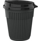 Thumbnail image #1 for G.E.T. Eco-Takeouts EC-212-1-CHG Ribbed 12 oz Black Disposable Cup with Lid Case of 6 Dozen