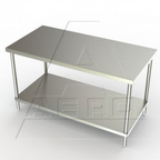 Thumbnail image #1 for AERO Manufacturing 4TS-24120 Stainless Steel Work Table, 120"W x 24"D x 35"H, 400 Series Top, Open Adjustable Undershelf