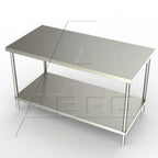 Thumbnail image #1 for AERO Manufacturing 3TS-36120 Stainless Steel Work Table, 120"W x 36"D, 300 Series Top, Open Base with Adjustable Undershelf