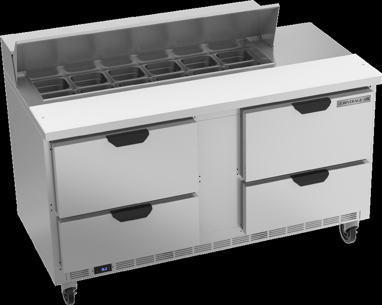 Product image #6 for Beverage Air 60-Inch Sandwich Prep Table with 4 Drawers and 12-Pan Top