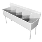 Thumbnail image #1 for IMC/Teddy SCS-46-2020 4-Compartment Stainless Steel Scullery Sink, 86"W x 24"D x 44"H, 20" x 20" x 14" Compartments