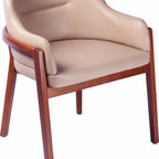 Thumbnail image #1 for Tramontina USA, Inc. 14165-131 Upholstered Armchair with Low Scoop Back, Tauari Wood Frame, Beige Upholstery