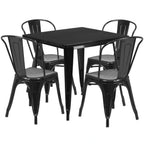 Thumbnail image #1 for Flash Furniture ET-CT002-4-30-BK-GG Square Table and 4-Chair Set, 31-1/2" Table, 29-1/2" High, Black