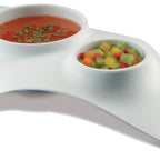 Thumbnail image #1 for JB Prince Tast R620 W1 Disposable Tasting Bowl, 7-1/2 x 4-1/2 in, 2 Compartments, 3 oz and 1-1/2 oz, White Plastic
