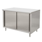 Thumbnail image #1 for GSW USA CTD-3060S Enclosed Stainless Steel Work Table with Sliding-Door Cabinet Base, 60"W x 30"D x 35"H, 18-Gauge Top