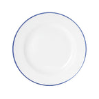 Thumbnail image #1 for Mikasa Hospitality (Lifetime Brands, Inc.) Bistro 5256486 11" Round Vitrified Porcelain Plate, Wide Rim, White with Blue Band Case of 12