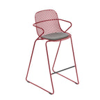 Thumbnail image #1 for Grosfillex US139712 Outdoor Bar Stool with Arms, Lattice Resin Back, Solid Resin Seat Case of 2