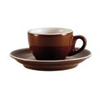 Thumbnail image #1 for CAC China CFB-1 8 oz Round Stoneware Cup and Saucer Set, Brown/American White Case of 36