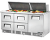 Thumbnail image #5 for True 72-Inch 3-Section Refrigerated Sandwich/Salad Prep Table with 1 Door, 4 Drawers and 30-Pan Top
