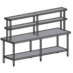 Thumbnail image #1 for Pacific Stainless Products WT10230D18IS 102" Stainless Steel Work Table with Double Overshelves, Flat Top, Open Undershelf