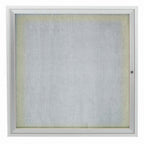 Thumbnail image #1 for AARCO Products ODCC3636RI Illuminated Enclosed Aluminum Bulletin Board, 36"W x 36"H, Single Swing Door, Burlap-Weave Vinyl Back Panel, Outdoor