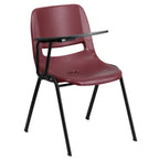 Thumbnail image #1 for Flash Furniture Hercules RUT-EO1-BY-RTAB-GG Ergonomic Shell Chair with Right-Handed Flip-Up Tablet Arm, Burgundy Plastic Seat and Back