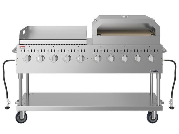 Product image #5 for KoolMore 72-Inch Commercial Outdoor Propane Gas Grill Combo with 10 Burners, 36-Inch Griddle, and 36-Inch Pizza Oven