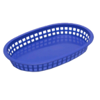 Thumbnail image #1 for TableCraft Products Chicago 1076BL Oval Plastic Platter Basket, Royal Blue, 10-1/2" x 7-1/4" x 1-1/2" Case of 36