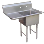 Thumbnail image #1 for GSW USA SE15151L 1-Compartment Stainless Steel Sink, 33-1/8"W x 21"D x 45"H, 15" x 15" x 12" Bowl, Left Drainboard, 18 Gauge