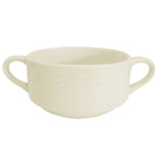 Thumbnail image #1 for CAC China Garden State GAD-46 Porcelain Bouillon Cup with Handles, 6 oz, Bone White Case of 3 Dozen