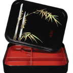 Thumbnail image #1 for G.E.T. GET 171-F Rectangular ABS Plastic Bento Box Set with Cover, Removable Tray, 5 Compartments, 10-3/4 x 8-1/4 x 2-1/4 in 1 Dozen