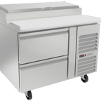 Thumbnail image #1 for Asber APTP 46 D2 Refrigerated Pizza Prep Table, 2 Drawers, Stainless Steel, 46-1/4"W x 36-1/8"D x 57"H
